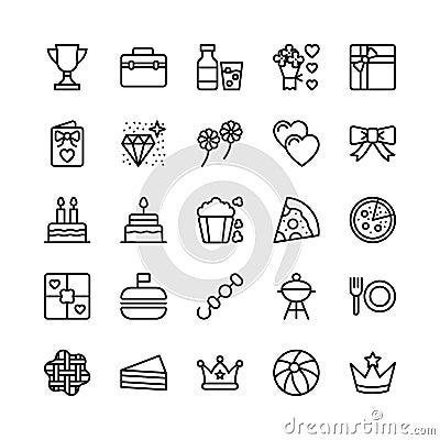 Christmas, Halloween, Party and Celebration Line Vector Icons 17 Stock Photo